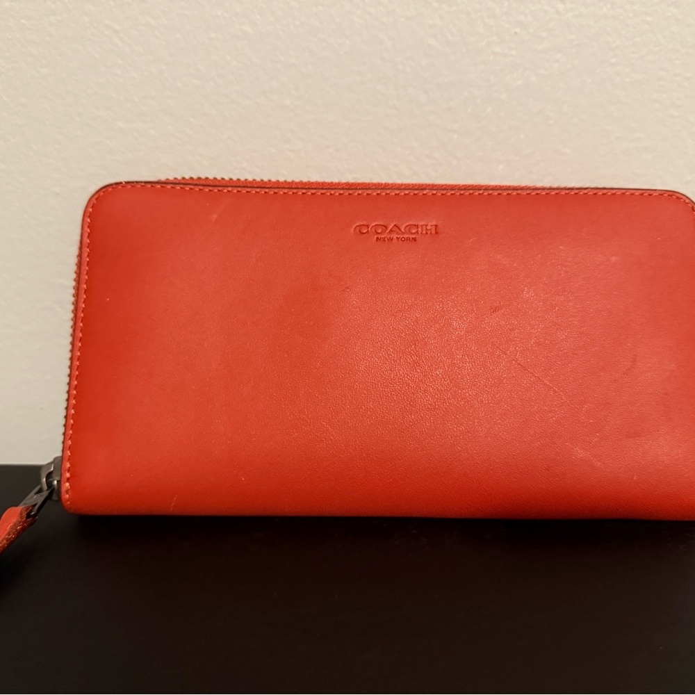 Coach Vibrant Red Leather Clutch